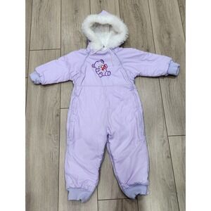 Montgomery Ward Vintage Lilac Hooded Snowsuit Bunting Baby Toddler 24 Months